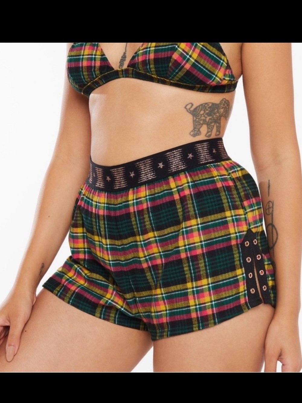 Savage X Fenty Tied Up Tartan Sleep Shorts